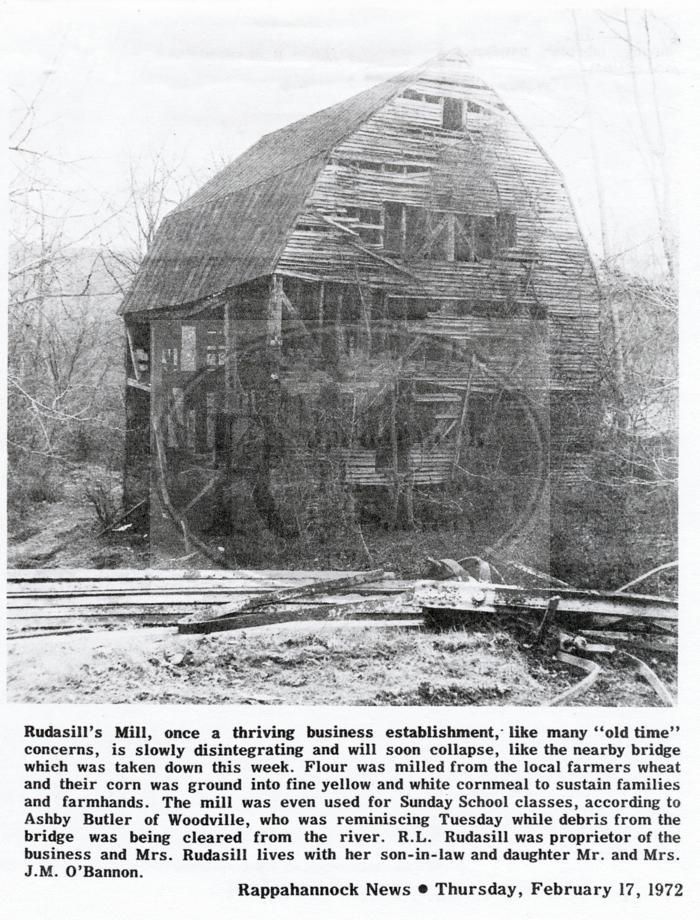Rudasill Mill; Disintegration of the old Rudasill Mill near Woodville.