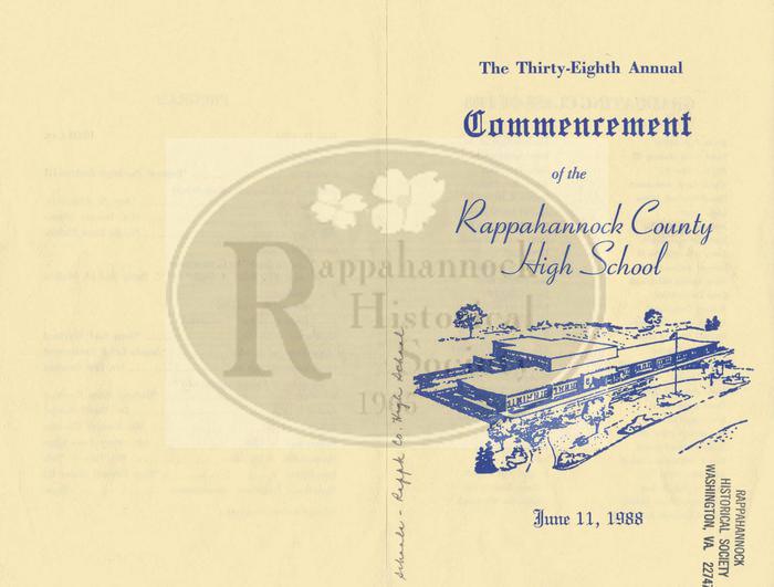 1988 Rappahannock County High School Commencement Program