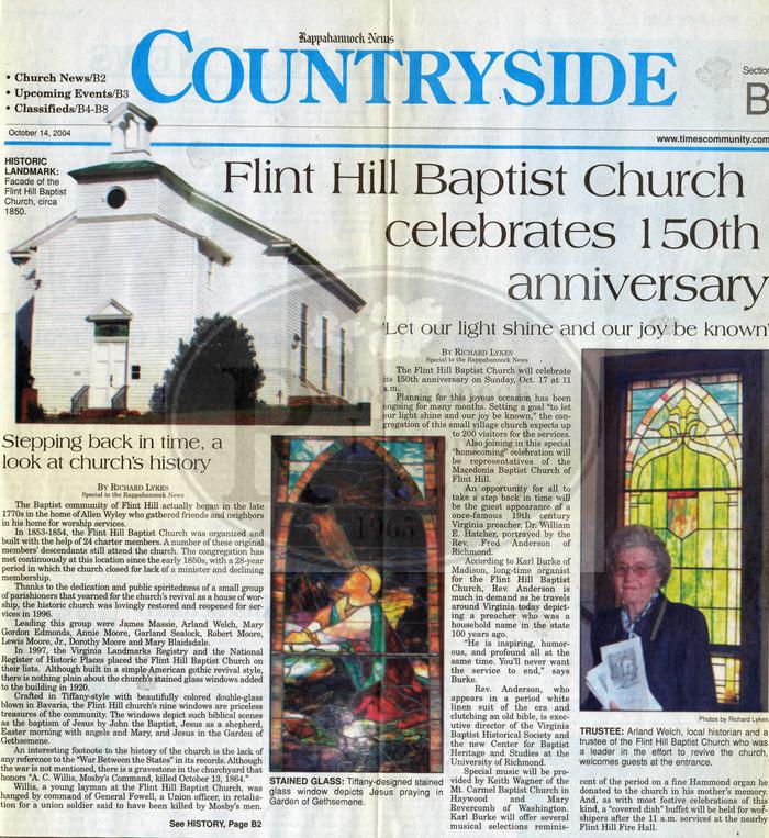 150th Anniversary of Flint Hill Baptist Church