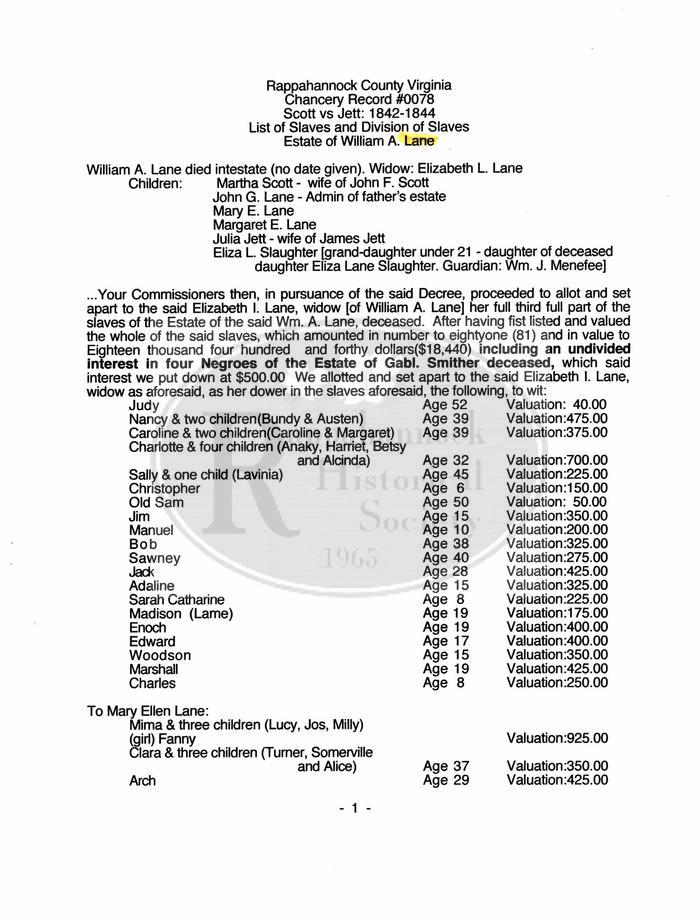 Rappahannock County Chancery Record #78