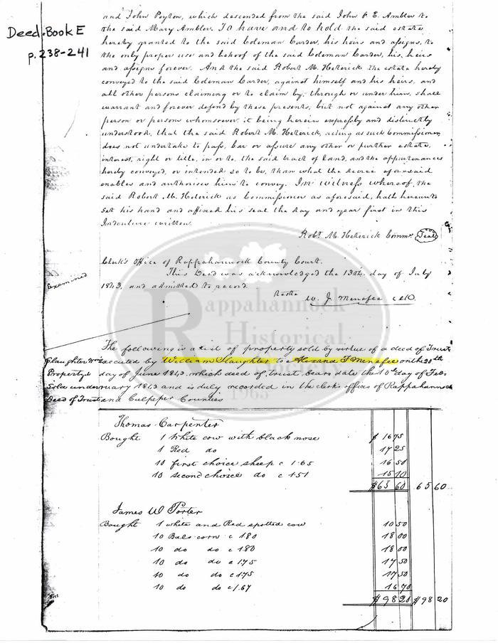 Rappahannock County Deed Book E, pgs pgs. 283-241