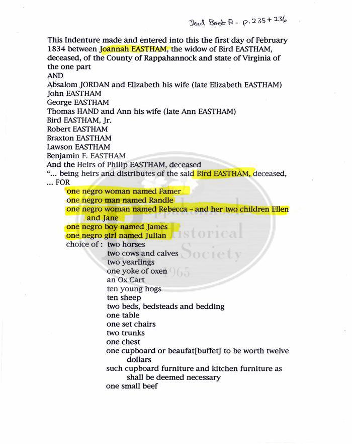 Rappahannock County Deed Book A, pgs. 235-236