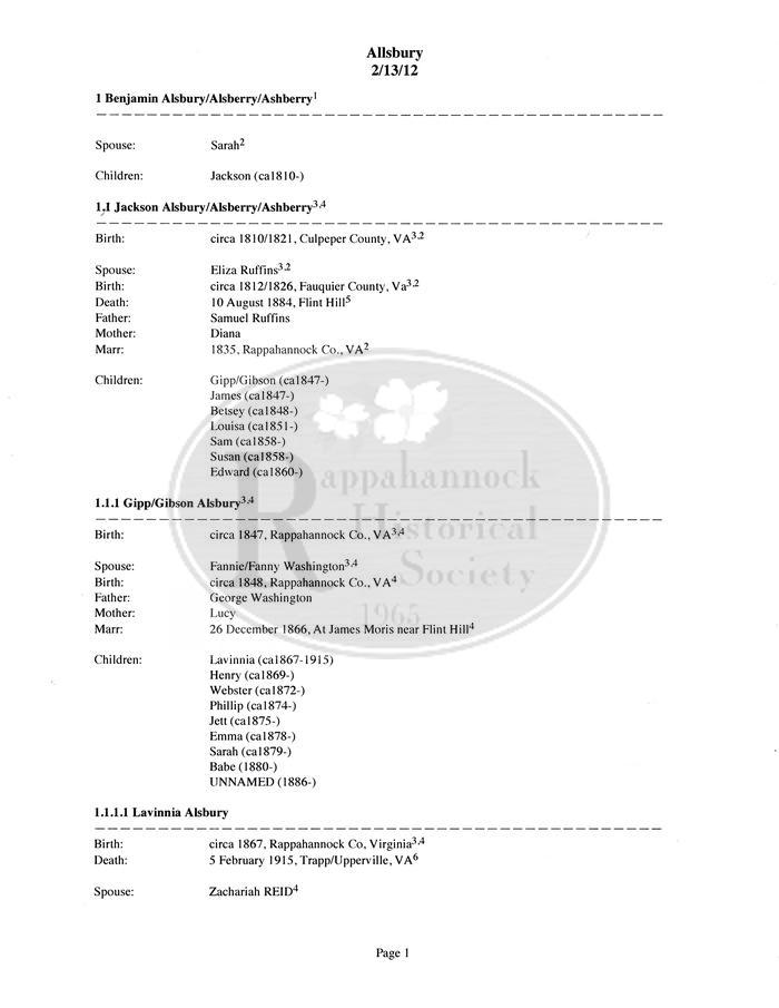 Ausberry Family Genealogy