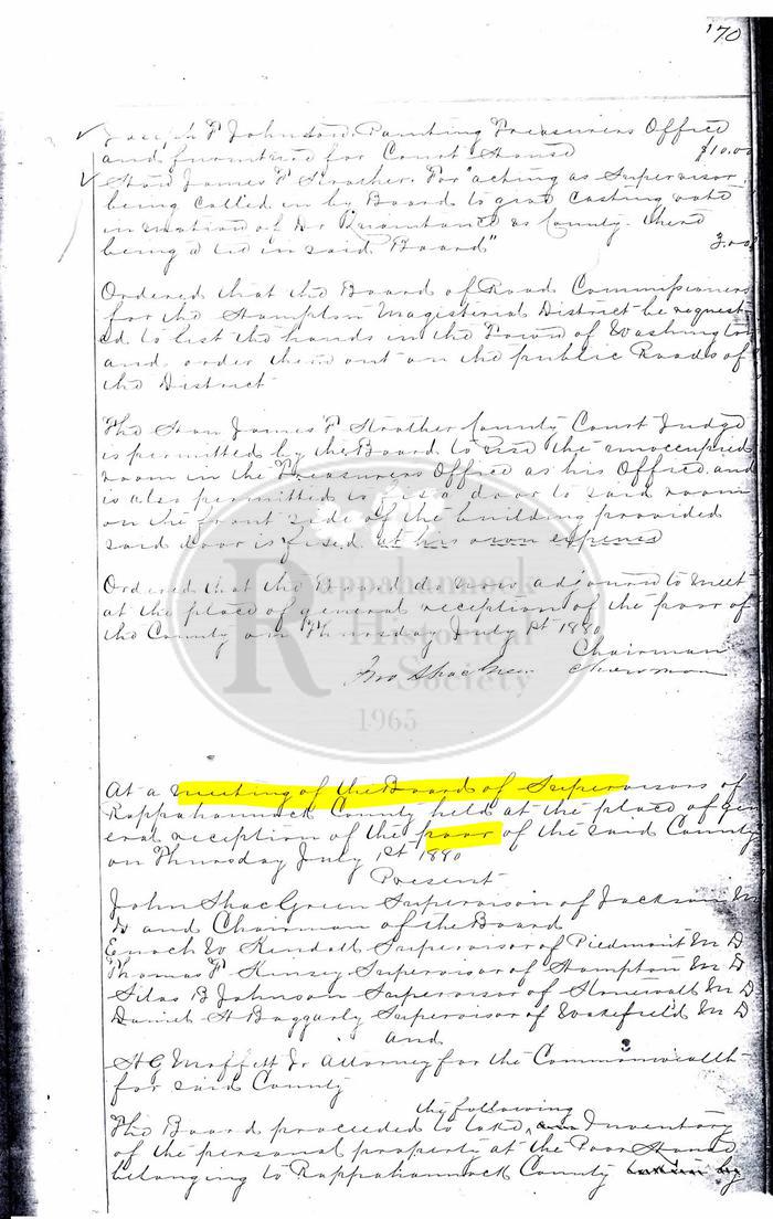 Appraisal and listing of personal property at the Poor Farm in 1880 