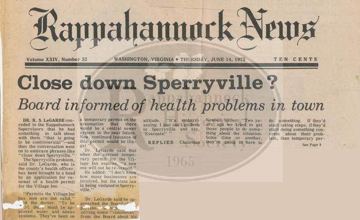 Board of Supervisors Discuss the Immediate Need for Sewer System for Sperryville.