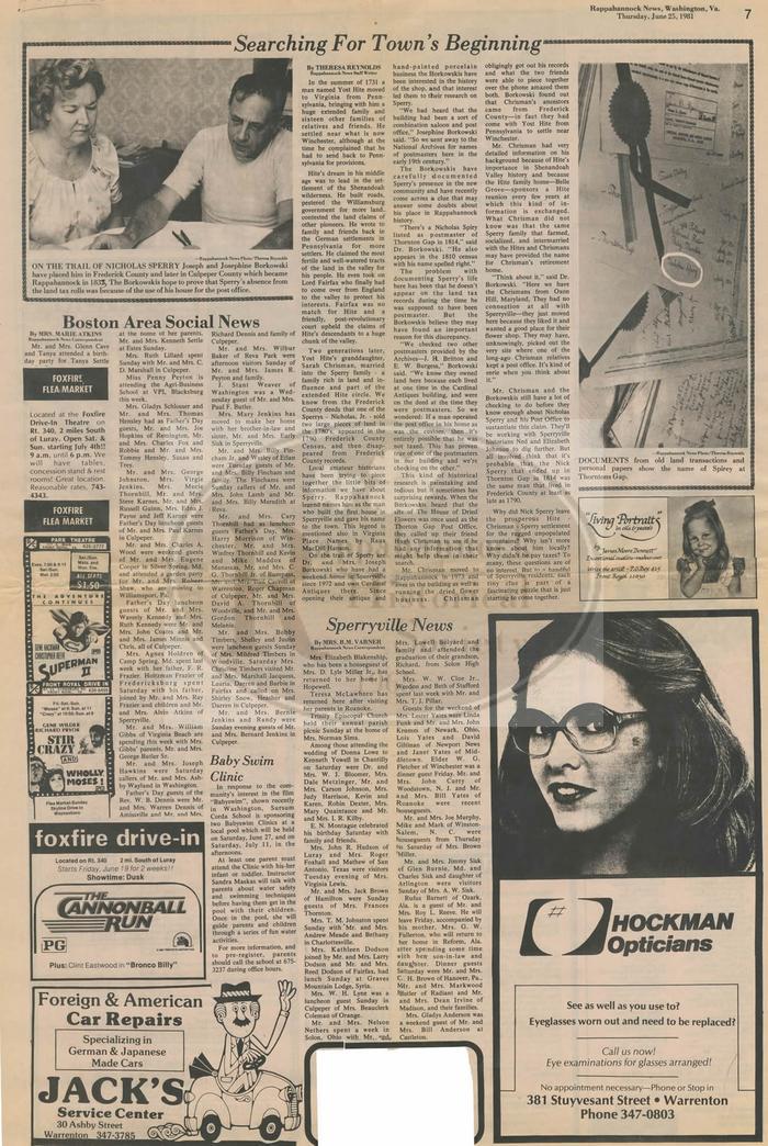 Page from the June 26, 1981 Edition of the Rappahannock News