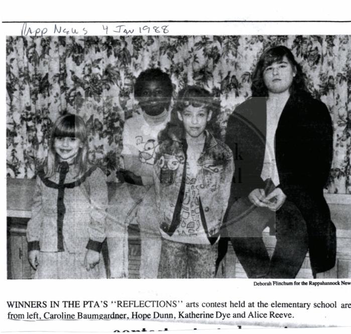 1988 Winners of an Art Contest Held at the Rappahannock County Elementary School