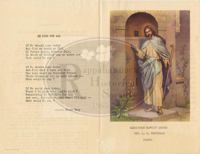 1946 Washington Baptist Church Bulletin