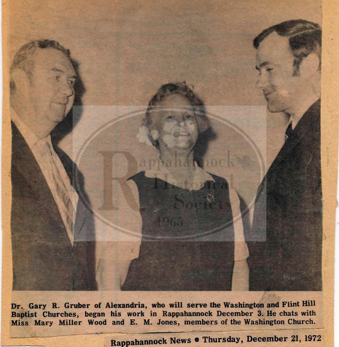 Dr. Gary Gruber to Serve Washington & Flint Hill Baptist Churches