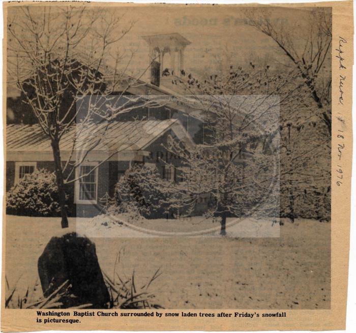 1976 Image of Washington Baptist Church in the Snow.