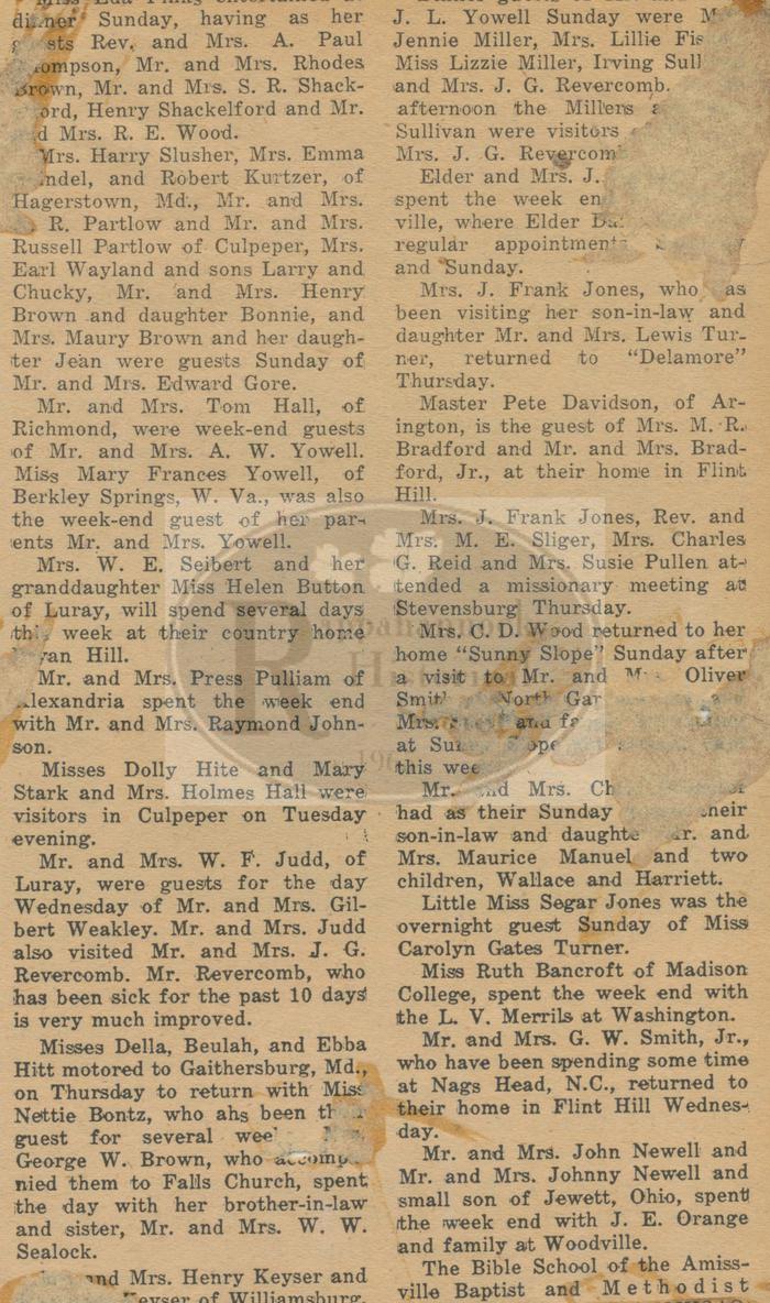 1949 Social News from Rappahannock County