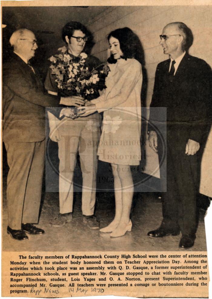 Teacher Appreciation Day at Rappahannock County High School May 1970