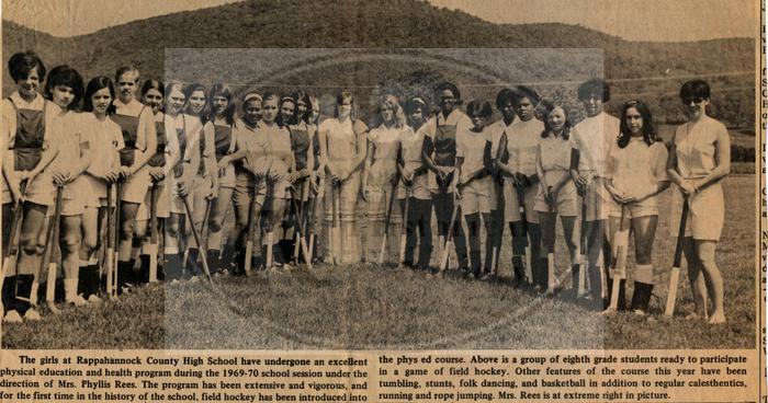 Eighth Grade Girls at Rappahannock County High School Ready to Play Field Hockey