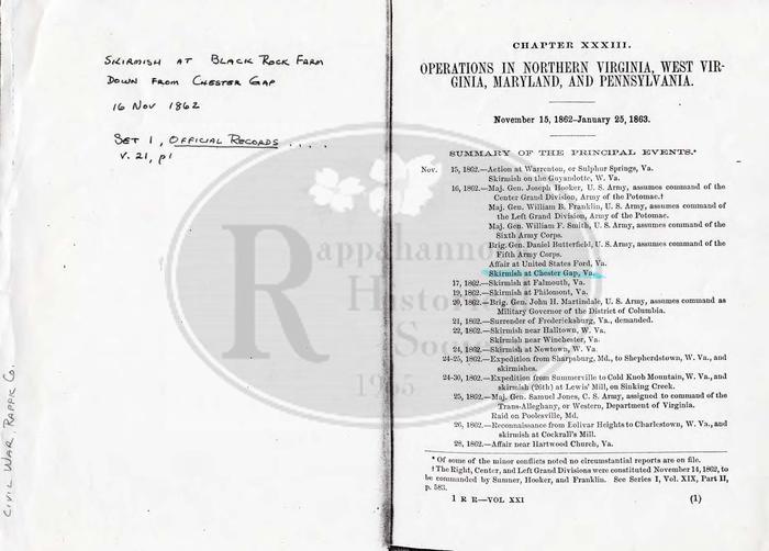 Official Records of Civil War Battles: Skirmish at Black Rock Farm