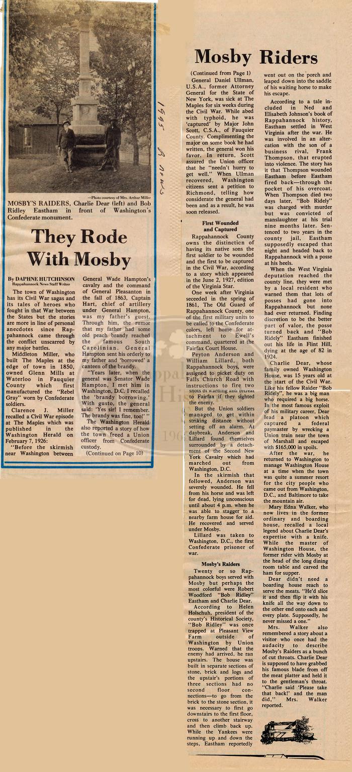 They Rode With Mosby