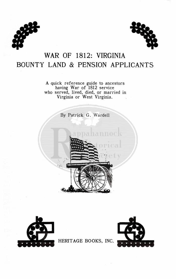 Excerpt from "War of 1812: Virginia Bounty Land & Pension Applicants"