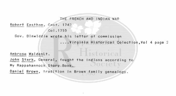 Local Soldiers in French & Indian War