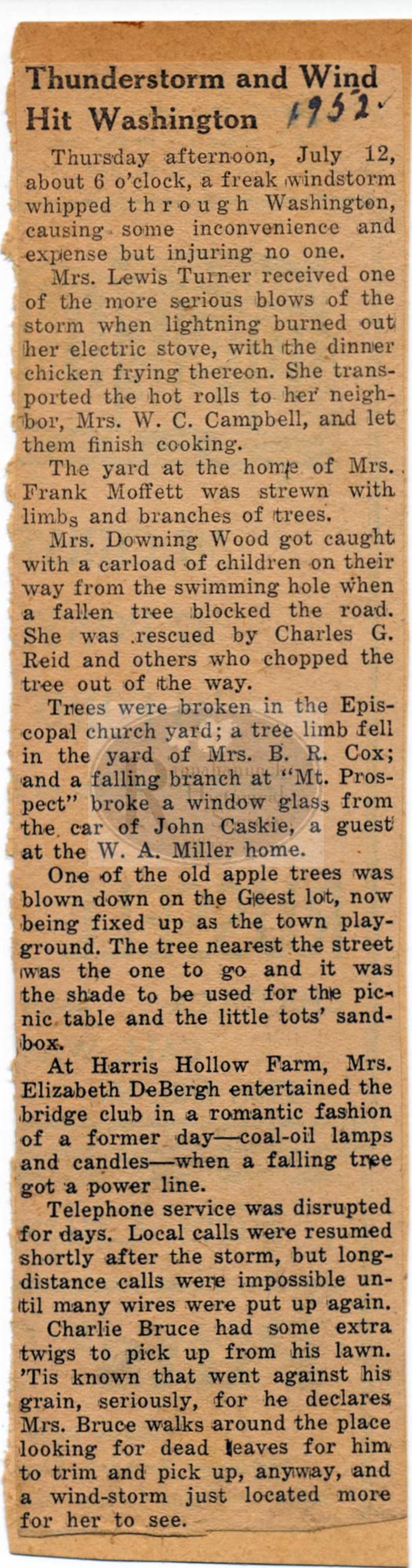 Thunder and Wind Hit Washington