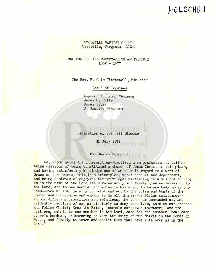 Woodville Baptist Church by Rev. B. Gale Titchenell