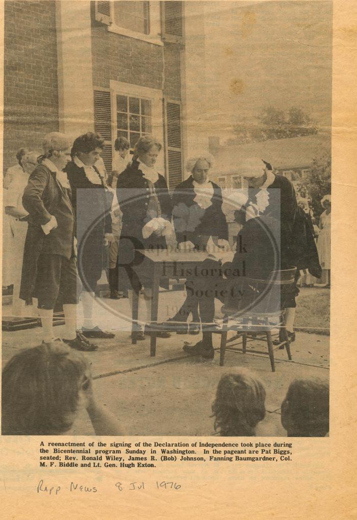 Reenactment of Signing of the Declaration of Independence