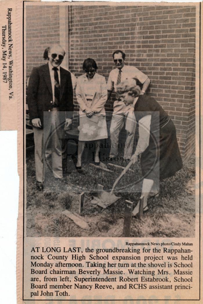 Groundbreaking for High School Expansion Held in 1987