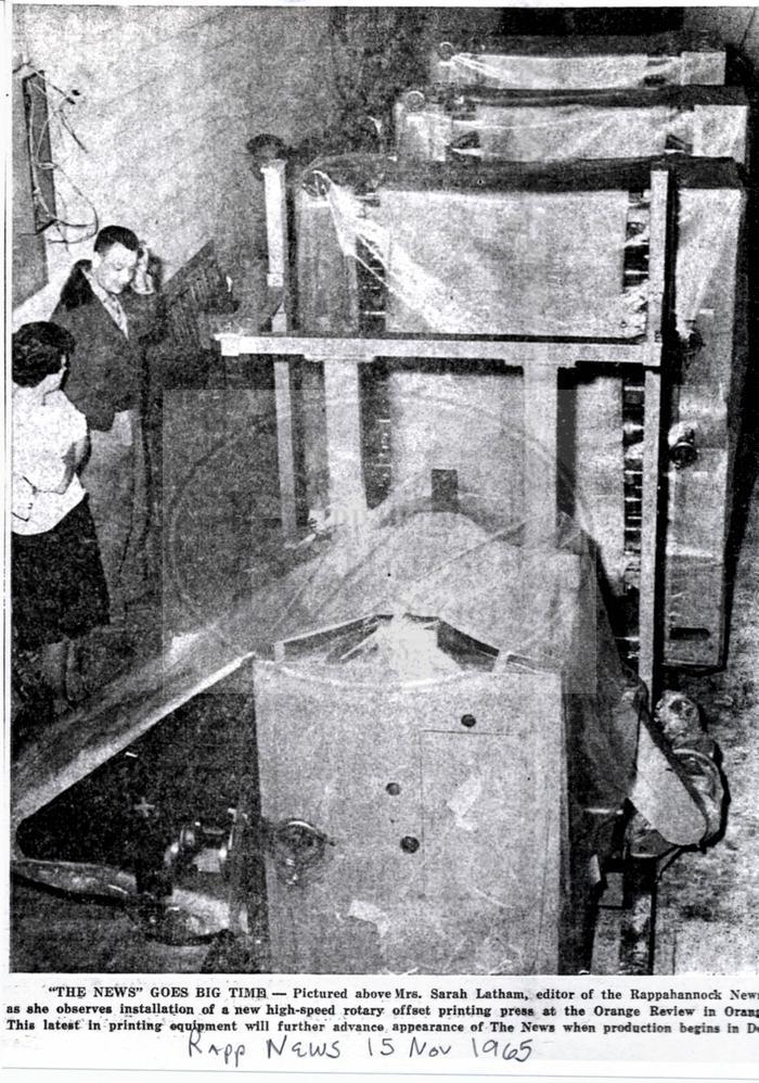 New Printing Press at the Rappahannock News