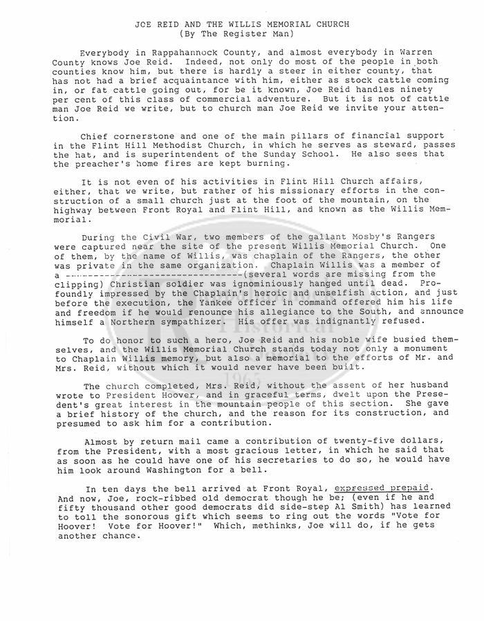 Joe Reid and the Willis Memorial Church