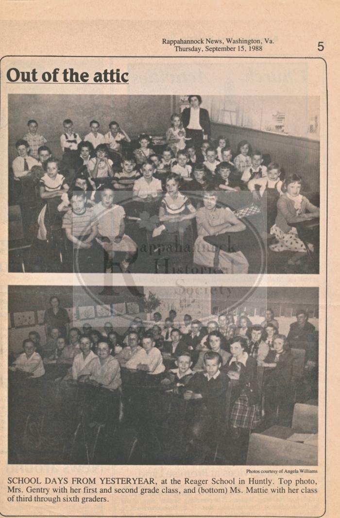 Photos of Mrs. Gentry's and Miss Robinson's Classes at Reager School in 1952