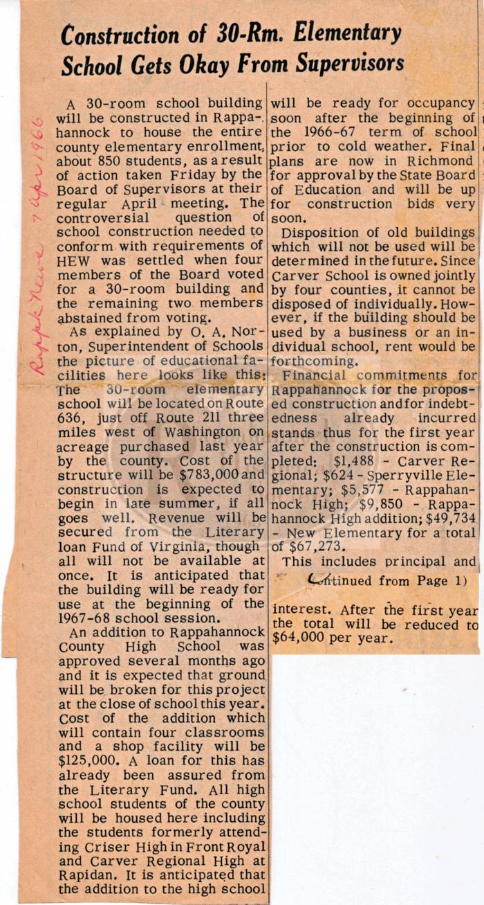 Construction of New 30 Room Elementary School is Approved