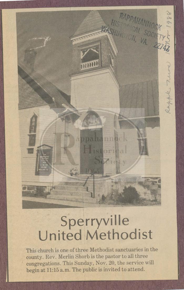 Sperryville Methodist 1988 Service Time