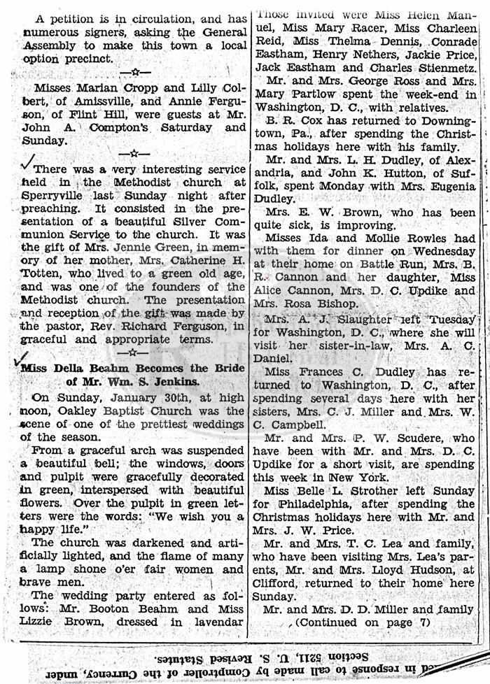 Wedding January 30, 1898 