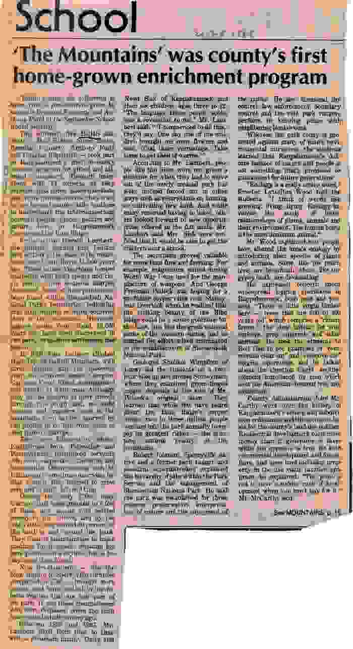 Mountains Were First Student Enrichment Program