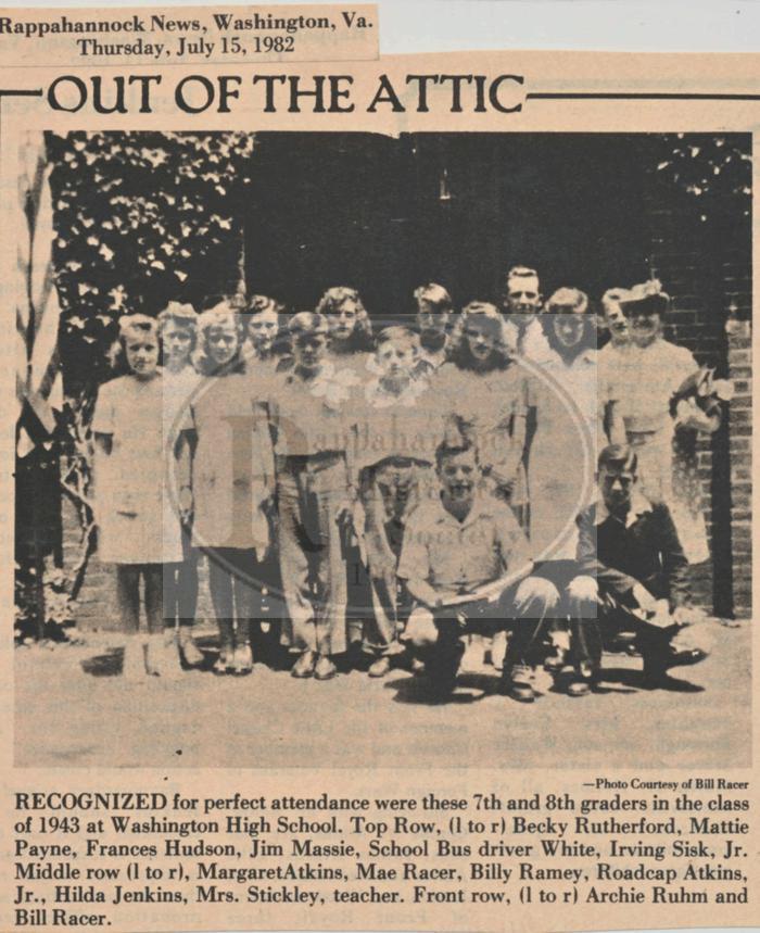 1943 Perfect Attendance Students at Washington High School