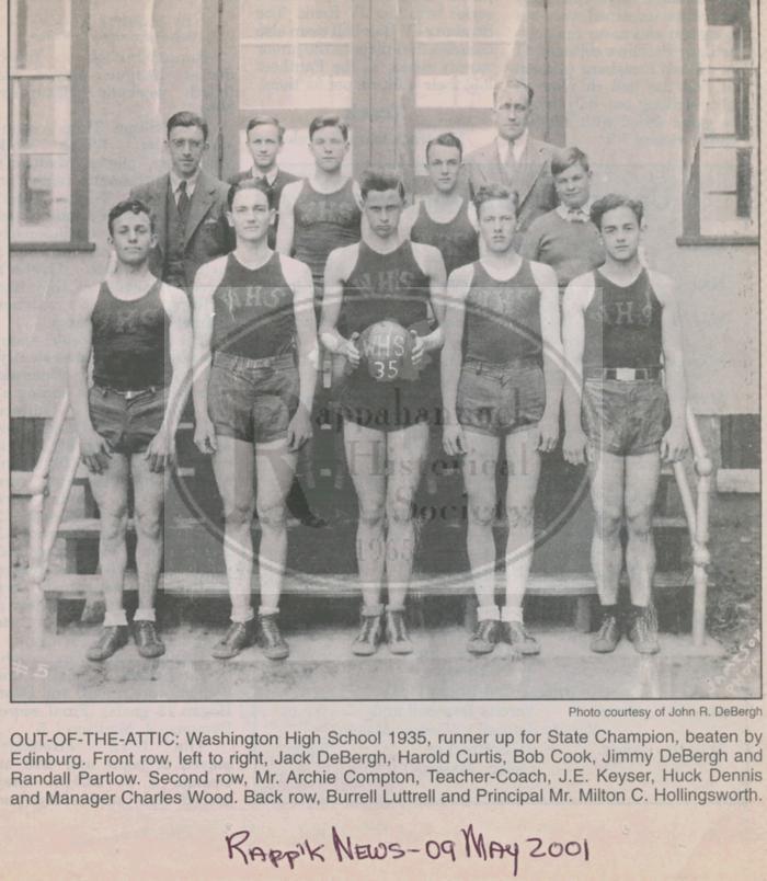 1935 Boys Basketball Team at Washington High School