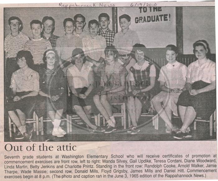 7th Grade at Washington Elementary in 1965