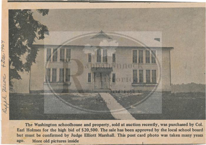 Washington Elementary/High School Building Sold for $20,500. 