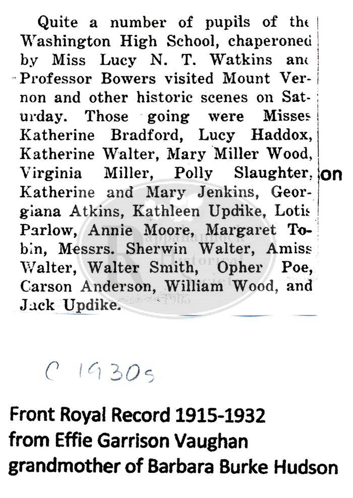 Washington High School Students Visit Historic Sites