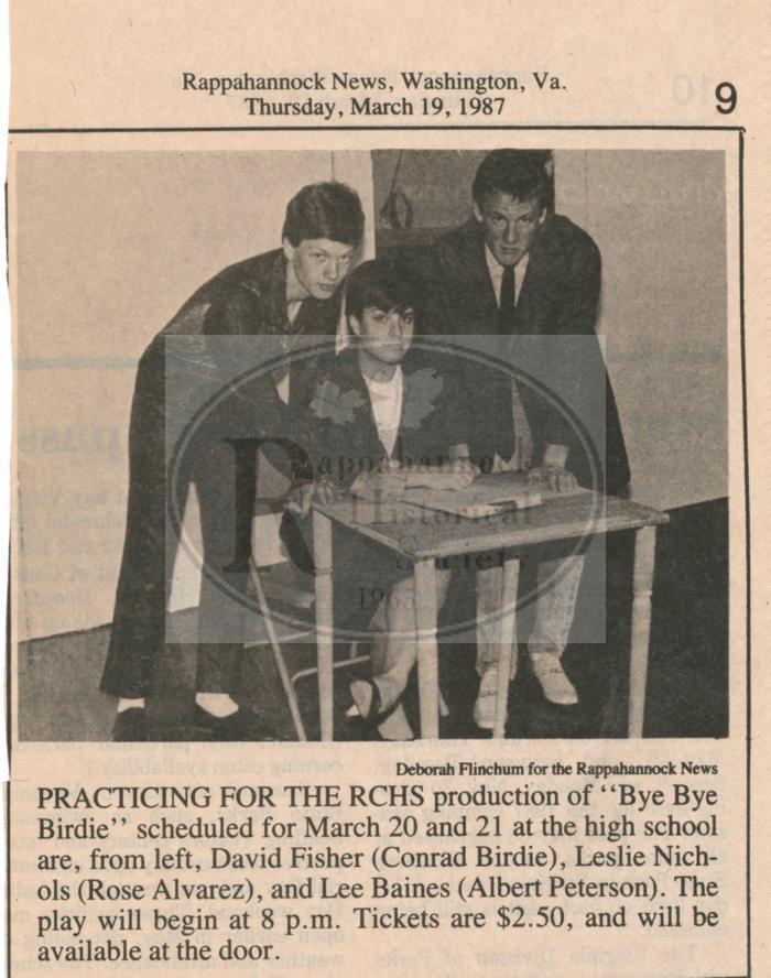Practicing for "Bye Bye Birdie" at Rappahannock High School