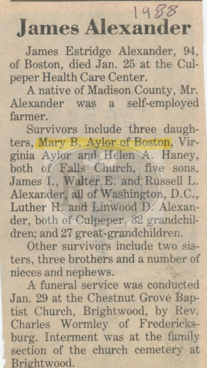 James Alexander Obituary