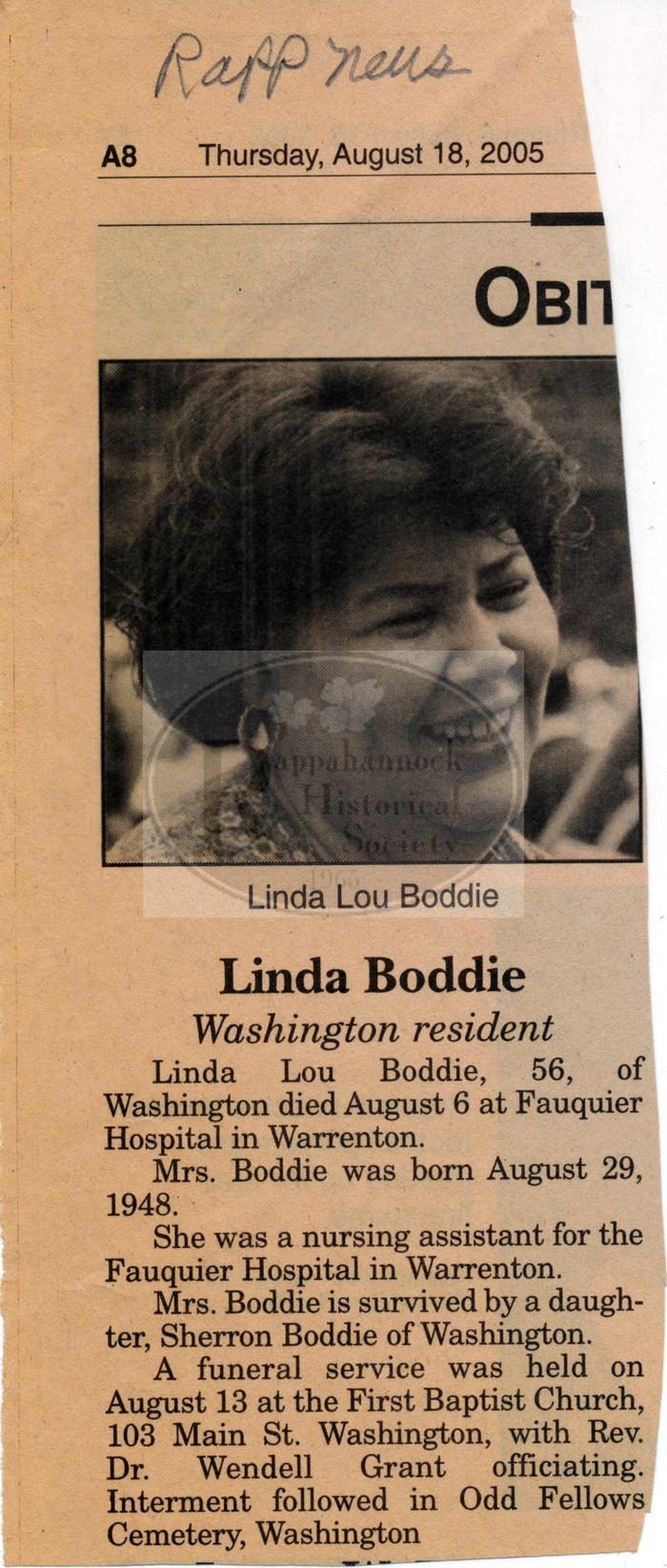 Obituary of Linda Lou Boddie