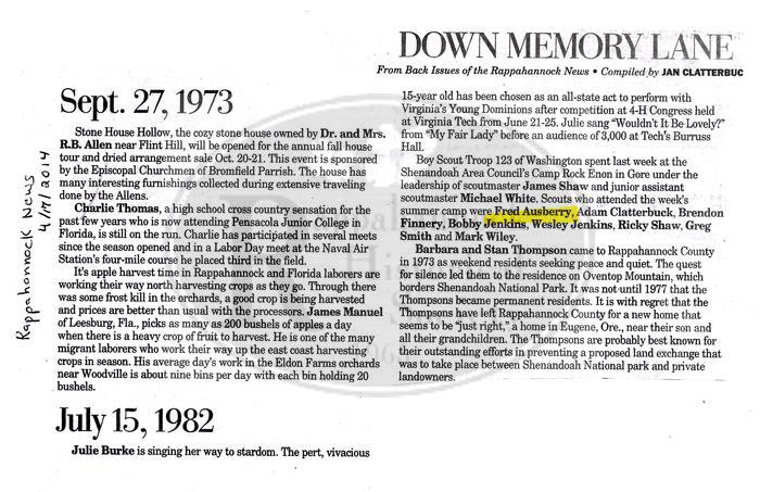 Down Memory Lane April 17, 2014