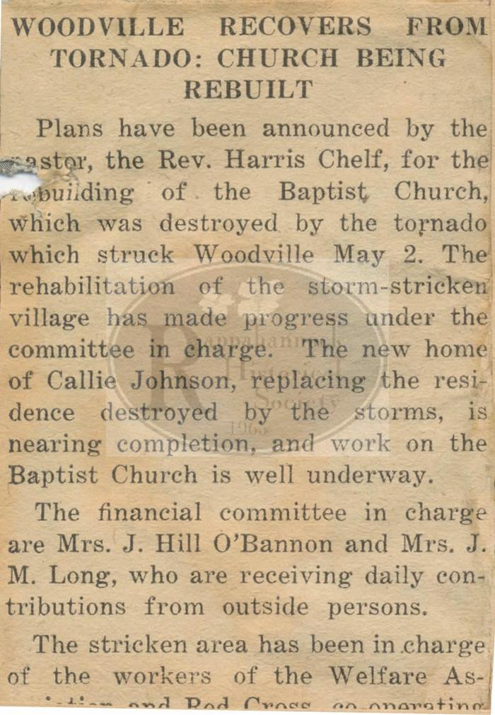 Woodville Recovers from Tornado