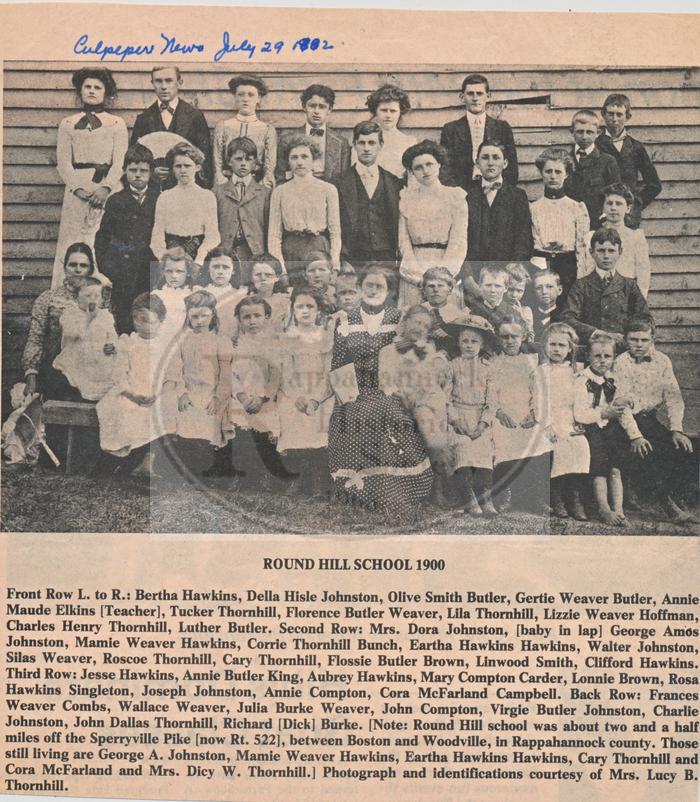 Photo of the Students at Round Hill School ca 1900