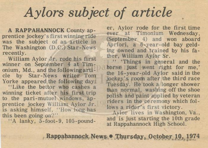 William Aylor Jr.'s Winning Ride at Timoniom MD.