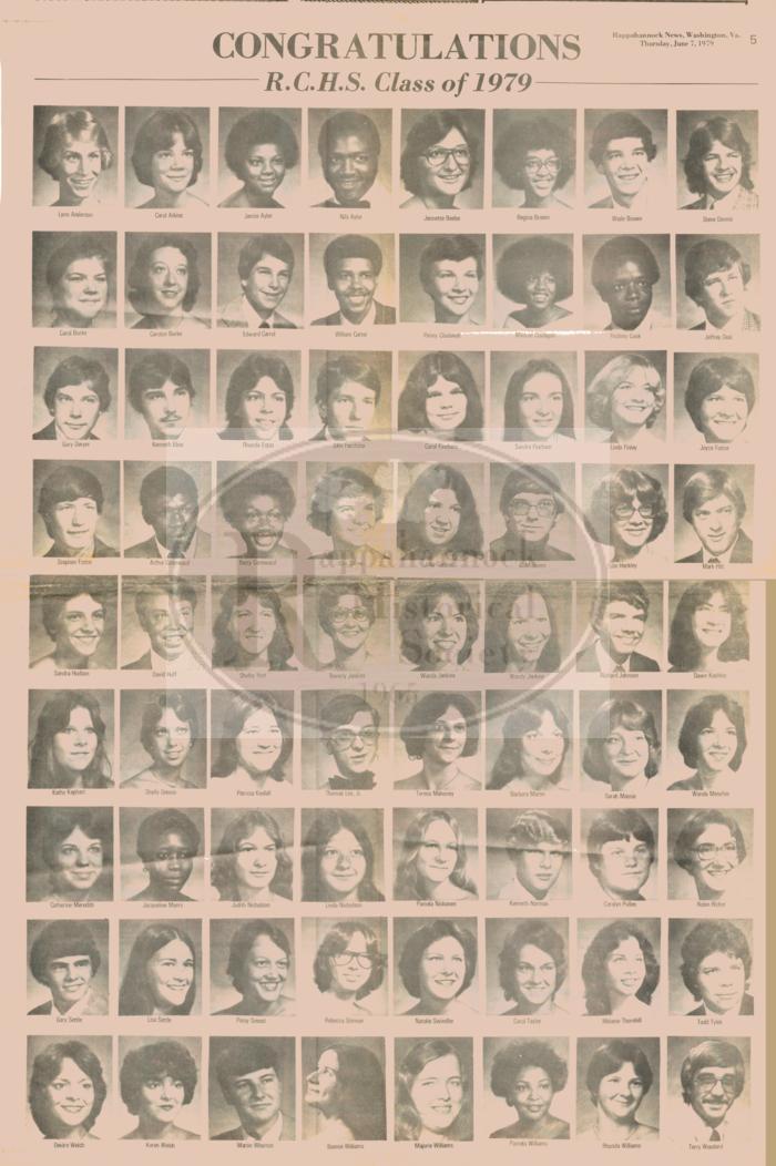1979 Graduation Class at Rappahannock County High School