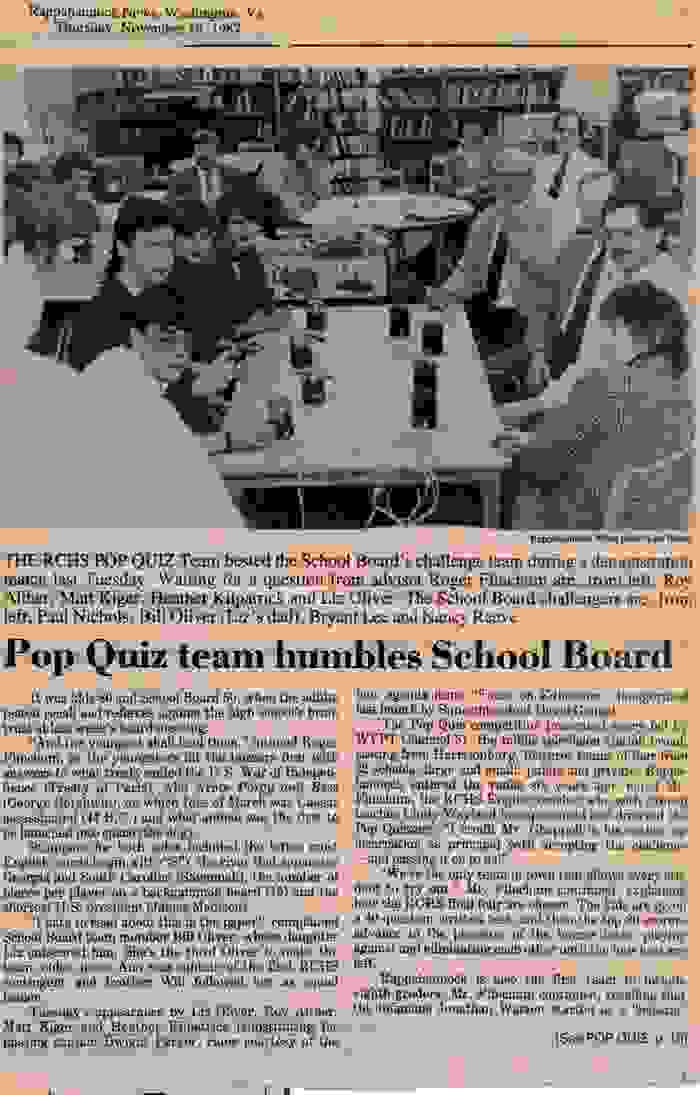 High School Quiz Team Takes on the School Board