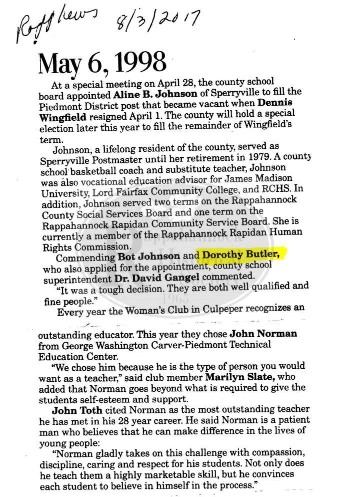 Down Memory Lane May 6, 1998
