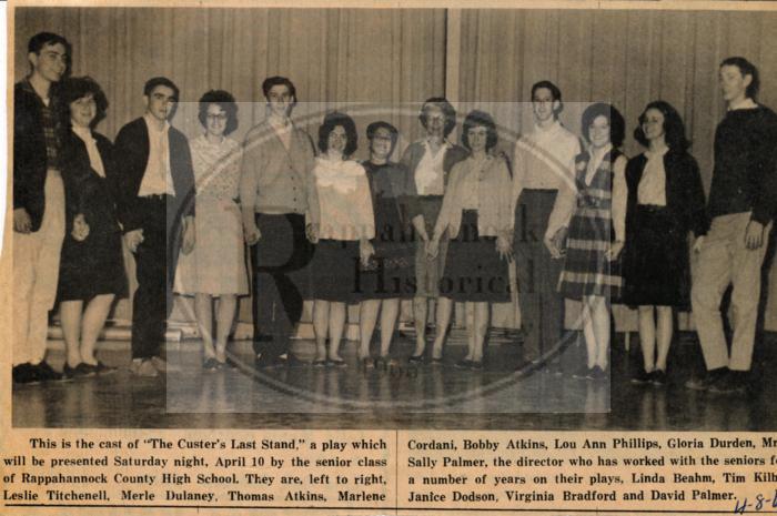 Cast of the Play "Custer's Last Stand" at Rappahannock County High School
