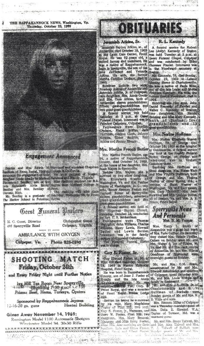 Page from the October 23, 1969 Rappahannock News 