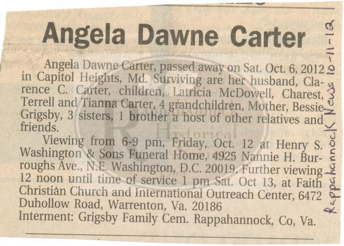 Obituary for Angela Dawne Carter